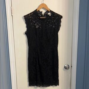 Sans Souci Black Mock Neck Sheath Dress